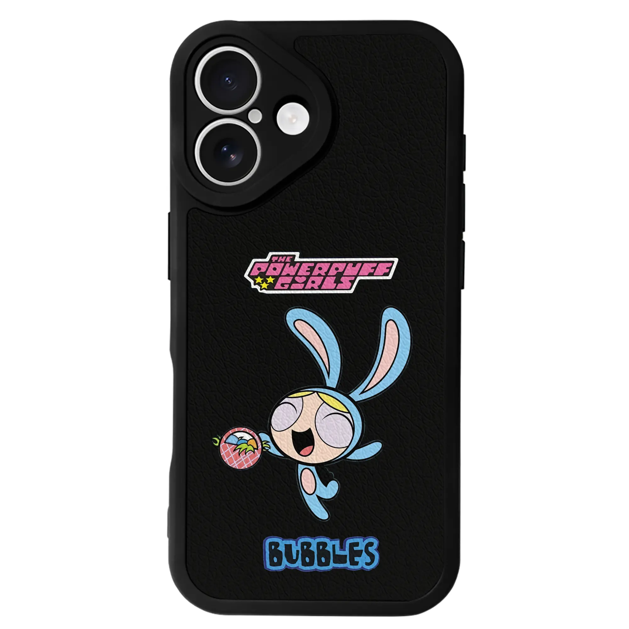 パワパフガールズ グッズ バブルス - IPhone 16シリーズ対応 ・ シリコンスマホケース ・ レザー調 ・ 高精度フィット ・ 耐衝撃 ・ ワイヤレス充電対応 ・ 精密カット